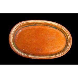 Vintage Tlaquepaque Pottery Oval Platter Bowl Plate 1940s Mexico Art 10" x 6.5"